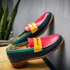 Mocasines de cuero de colores mezclados, mocasines Penny de moda de alta calidad, zapatos informales para hombre, zapatos náuticos, zapatos de conducción