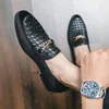 Blue Men Woven Leather Loafers Men Casual Shoes New Shoes Men Slip-On Fashion Shoes Mens Size 38-48