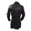 Jackets masculinos jaqueta de couro masculino inverno impermeabilizado com casacos de peles longas de casacos de motocicleta gótica zíper preto