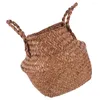 Storage Bags Woven Seagrass Basket Hand Belly For With Handles