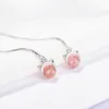 Dangle Earrings Strawberry Crystal Ear Line For Girls Romantic Cute Kitten Long Tassel Women Temperament Simple Korean Jewelry Gift