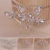 Hair Clips Wedding Accessories Shiny Rhinestones Combs Silver Color Jewelry For Women Girls Mother's Day Ornaments Gift