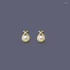 Stud Earrings 925 Sterling Silver Line Water Droplets Pearl For Women Korean Fashion Jewelry Accessories