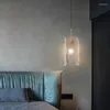 Lustres JMZM nordique longue ligne petit verre dépoli suspension lumière chevet salle à manger Bar chaud suspension lampe décorative