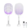 Autre maison jardin 2 en 1 raquette anti-moustiques USB rechargeable Fly Zapper tapette avec lampe violette séduction piège été nuit bébé sommeil protéger outils 230625