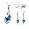 Cadenas azul larga lágrima Austria cristal moda pendientes colgante collar estético Para Mujer Collares Para Mujer