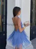 Повседневные платья 2023 Лето без спинки О шея без рукавов короткие vestidos sexy slim fringe fringe mini платья моды Ladies Night Club Party Hoots x0625