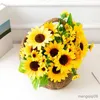 Têtes de Bouquet de fleurs séchées, tournesol artificiel en soie, décoration de mariage à domicile, fausses plantes pour décoration de jardin DIY