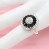 Collier boucles d'oreilles ensemble pierres noires couleur argent pour femmes boucle d'oreille pendentif anneau Bracelet boîte-cadeau 2023 classique