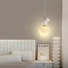 Lustres pendentes modernos LED lustre de cabeceira fofo ursinho branco menino menina quarto luz decorativa nórdico criativo corredor varanda