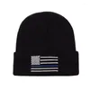 Beanies 1pc American Flag Embroidered Men's Knitted Hat Warmer
