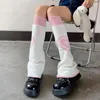 Kvinnors strumpor japanska ben söta rosa kärleksvärmare korsar stickad ab y2k gotisk tjej jk tillbehör
