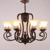 Kronleuchter Moderne amerikanische Beleuchtung Wohnzimmerlampe Dekor Vintage Schwarz Eisen Weiß Glas Lampenschirm Geschenk E27 LED-Birne 110-220V