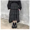 Skirts Women Long Skirt Spring Summer Lolita Goth Ruffles Pleated Flare Elastic Waist Beach Holiday Boho Harajuku Street Wear