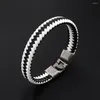 Bracelets porte-bonheur 2023 bijoux de mode Vintage tissé à la main en cuir PU Bracelet manchette alliage pour femmes accessoires Pulseras