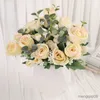 Pezzo di fiori secchi simulazione matrimonio bouquet di rose singolo arredamento da parete con fiori finti per la casa nuziale in stile europeo