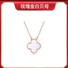 Sterling silver lucky Four-leaf clover necklace for female 18k rose gold red agate chain pendant