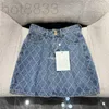 Skirts Designer Women A-line with Letter Buttons Denim Mini Skirt Girls Female Vintage Milan Runway Brand High End Custom Cotton Diamond Dresses VJ33