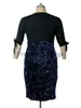 Casual klänningar 3xl 4xl 5xl plus size Summerklänningar för bröllopsgäst 2022 Fashion V Neck Hole Peading Sleeve Sequined Slim BodyCon Party Dress X0625