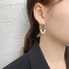 Boucles d'oreilles à tige Vintage perle d'eau douce de haute qualité pour les femmes ne se décolore pas en acier au titane simple tempérament coréen