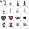 För Pandora Charms Authentic 925 Silver Pärlor Ny Black Plated Cross Safety Chain Jcack Skull Bead