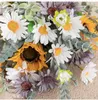 Decoratieve Bloemen Bruiloft 42cm Hand Gebonden Boeket Zonnebloem Daisy DIY Vaas Huis Tuin Kamer Decor Partij Zijde Kunstmatige Decoratie