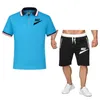 Summer Mens Sportswear Brand LOGO Fitness Suit Running Clothes Casual Black T-shirt Shorts Sets Breathable 2 Piece Jogging Tracksuit Men