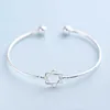 Bangle S925 Silver sexspetsig stjärna armband smycken kvinnlig öppen manschettarmband julklapp