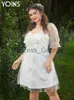 Casual Dresses YOINS 2023 Sommerkleid Plus Size Frauen Kleider Knielang Bohemian Party Mesh Bestickt Kurzarm Vestidos Rückenfrei L4XL x0625