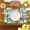 Table Mats 1Pcs Eucalyptus Leaves Summer Placemats For Dining Kitchen Accessories Spring Holiday Party Vintage Washable