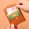 Porte-cartes 4 fentes porte-monnaie en cuir PU couleur unie pour hommes avec sac d'identité à bouton