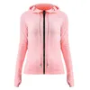 Chemises actives Yoga Slim Zipper Fitness Sport Manteau Femmes Trous De Pouce Veste De Course À Capuche Gradient Couleur Gym Workout Jersey Femme