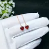 Серьги-стадера kjjeaxcmy тонкие украшения 925 Pure Silver Inlaid Natural Garnet Flame Color Женская секция в форме сердца