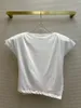 Koszule damskie 2023 Kobiety mody z krótkim rękawem podkładki na ramiona swobodne asymetryczne szczelinowe koszulka 0606