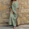 Casual Jurken S-5XL Lange En Garengeverfde Maxi Vrouwen Losse Lente Herfst Mouw Gestreepte Overgooiers Vestidos Sukienki Elbise