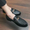 Blue Men Woven Leather Loafers Men Casual Shoes New Shoes Men Slip-On Fashion Shoes Mens Size 38-48