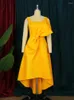 Casual Dresses 2023 Yellow Gallus Bow Slim-Fit Banquet Evening Dress Halter Neck Socialite Style