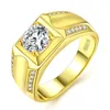 Anneaux de mariage taille 7-12 classique couleur or strass cubique zircone hommes bague émail noir mâle 18 KRGP vente au doigt