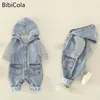 Ensembles de vêtements 2023 automne printemps vêtements pour bébés ensemble Denim barboteuse pull garçons combinaison nés filles sans manches ensemble costume