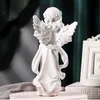 Objets décoratifs Figurines Mignon Résine Fée Fille Ange Figurine Prière Paisible Sculpture Ornements De Bureau Rétro Fleur Petit 230625
