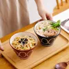 Bowls Household Retro Nordic Ceramic Rice Creative 5-inch Tall Lamian Noodles Dessert Ramen Hat Trumpet Bowl Tableware