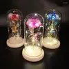 Fiori decorativi LED Rose conservate incantate in vetro Galaxy Rose Fiore eterno Luce Natale artificiale San Valentino Regalo per bambini