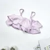 Weste Sommer Satin Kleinkind Tank Top Leibchen Rüschen Crop Top Boho Bustier Kinderkleidung Baby Mädchen Tops Hemd Seide 1 bis 7 Jahre 230625