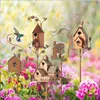 Supplies Bird House With Pole Copper Cottage Bird House Stakes Large Bird Houses For Courtyard Backyard Patio Outdoor Garden Decor