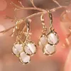 Dangle Earrings Delicate Ball Opal Geometric Bell Orchid Long Earring Light Luxury For Women Girls Jewelry Gift