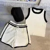 Women's Two Piece Pants designer knitted Short Set Sleeveless knit Vest Girl Elastic Waist Tracksuits Sweat Suit 7Y60