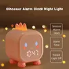 Desk Table Clocks Cartoon Alarm Clock Dinosaur Shaped Electronic Digital Clock Kids Bedside Smart LED Night Light Sleep Trainier Wake Up Tools 230625