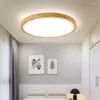 Plafonniers En Bois Massif Ultra-mince Led Lampe Chambre Nordique Simple Moderne Style Japonais Original En Bois Balcon Rond