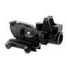 Mirino tattico ACOG in fibra Red Illuminato 4x32 Mirino Fibra reale 4x Lente d'ingrandimento Ottica con RMR Red Dot Weaver Mount Caccia Airsoft Monoculare