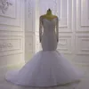 Luxus Meerjungfrau Hochzeit Kleid für Frauen 2023 Braut Scoop Perlen Kristall Brautkleider Arabisch Dubai Vestidos De Noiva